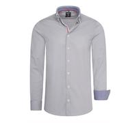 Langarmhemd RUSTY NEAL, Herren, Gr. 3XL, EURO-Größen, grau (dunkelgrau), 97% Baumwolle, 3% Elasthan, unifarben, Hemden, mit trendigen Kontras-Details (36334311-XXXL) dunkelgrau