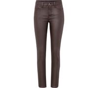 Stretch-Hose BONPRIX, Damen, Gr. 50, N-Gr, braun, Web, Obermaterial: 76% Viskose, 20% Polyamid, 4% Elasthan. Beschichtung: 100% Polyurethan, slim fit, Hosen Stretch-Hose, mit Lederoptik, Slim Fit Pass