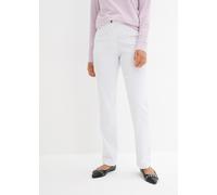 Stretch-Hose BONPRIX "Bengalin-Stretch-Hose mit Bequembund, Straight", Damen, Gr. 42, N-Gr, weiß, Obermaterial: 71% Polyester, 25% Viskose, 4% Elasthan, regular fit, Hosen, aus Polyester, Viskose und