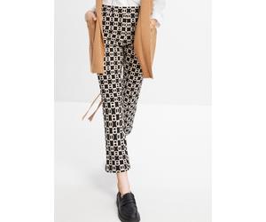 Stretch-Hose BONPRIX, Damen, Gr. 36, N-Gr, schwarz, wollweiß graphisch bedruckt, Web, Obermaterial: 73% Viskose, 23% Polyamid, 4% Elasthan, slim fit, Hosen, elastisches Material, schmale Passform, 7/8