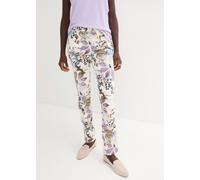 Stretch-Hose BONPRIX, Damen, Gr. 40, N-Gr, bunt (natur geblümt (länge: regulär)), Web, Obermaterial: 56% Baumwolle, 42% Polyester, 2% Elasthan, regular fit, Hosen, aus elastischem Material, reguläre P