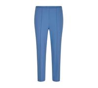 Stretch-Hose GOLDNER "Kurzgröße Elegante 7/8-Hose mit Biesen", Damen, Gr. 21, K-Gr, blau, Obermaterial: 67% Baumwolle CO. 28% Polyamid PA. 5% Elasthan EL., schmal, Hosen, kleiner Schlitz am Beinabschl