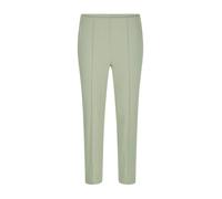 Stretch-Hose GOLDNER "Kurzgröße Elegante 7/8-Hose mit Biesen", Damen, Gr. 24, K-Gr, grün (graugrün), Obermaterial: 67% Baumwolle CO. 28% Polyamid PA. 5% Elasthan EL., schmal, Hosen, kleiner Schlitz am