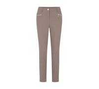 Stretch-Hose GOLDNER "Kurzgröße Lange Schlupfhose BELLA", Damen, Gr. 20, K-Gr, beige (taupe), Obermaterial: 64% Baumwolle CO. 34% Polyester PES. 2% Elasthan EL., Basic, Hosen, Reißverschlusstaschen im
