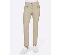 Stretch-Hose HEINE, Damen, Gr. 50, Normalgrößen, beige (sand), 48% Baumwolle, 45% Polyester, 7% Elasthan, Miedereinsatz:15% Elasthan, 85% Polyamid, unifarben, lang, Hosen (39100459-50) sand