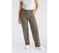 Stretch-Hose KJBRAND "Babsie", Damen, Gr. 46, N-Gr, grün (oliv gestreift), Web, Obermaterial: 47% Baumwolle, 45% Polyester, 6% Viskose, 2% Elasthan, gestreift, regular fit lang, Hosen, mit Taschen (67