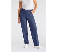 Stretch-Hose KJBRAND "Babsie", Damen, Gr. 50, N-Gr, mittelblau gestreift, Web, Obermaterial: 47% Baumwolle, 45% Polyester, 6% Viskose, 2% Elasthan, regular fit lang, Hosen, mit Taschen (30109748-50) m