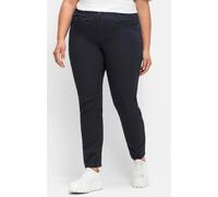 Stretch-Hose SHEEGO, Damen, Gr. 44, Normalgrößen, blau (tiefblau), 98% Baumwolle, 2% Elasthan, unifarben, Hosen (95488116-44) tiefblau