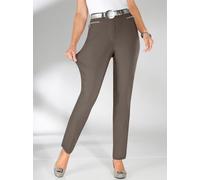 Stretch-Hose STEHMANN, Damen, Gr. 22, Kurzgrößen, grau (taupe), 72% Viskose, 25% Polyamid, 3% Elasthan, unifarben, lang, Hosen, Topseller (654536-22) taupe