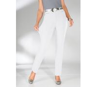 Stretch-Hose STEHMANN, Damen, Gr. 42, Normalgrößen, weiß, 72% Viskose, 25% Polyamid, 3% Elasthan, unifarben, lang, Hosen, Topseller (682478-42) weiß