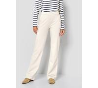 Stretch-Hose TONI "Jenny Wide Leg", Damen, Gr. 44, N-Gr, weiß (sanftes weiß), Web, Obermaterial: 70% Viskose, 25% Polyamid, 5% Elasthan, unifarben, Klassisch, weit knöchellang, Hosen, bi-elastisch, fü
