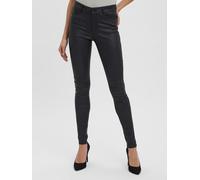 Stretch-Hose VERO MODA "VMSEVEN COATED", Damen, Gr. S, Länge 32, schwarz, Web, Obermaterial: 77% Viskose, 20% Nylon, 3% Elasthan, leicht glänzend, unifarben, extraeng lang, Hosen 5-Pocket-Hose (375220