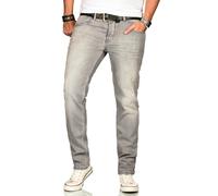 Stretch-Jeans ALESSANDRO SALVARINI "ASAngelo", Herren, Gr. W34L34, Länge 34, grau (as, 174, hellgrau), Obermaterial: 98% Baumwolle, 2% Elasthan, regular fit, Jeans, Angenehme Passform durch vorhandene