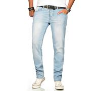 Stretch-Jeans ALESSANDRO SALVARINI "ASAngelo", Herren, Gr. W38L36, Länge 36, blau (as, 170, hellblau washed), Obermaterial: 98% Baumwolle, 2% Elasthan, regular fit, Jeans, Angenehme Passform durch vor