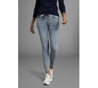 Stretch-Jeans ARIZONA, Damen, Gr. 40, N-Gr, blau (bleached), Jersey, Obermaterial: 59% Baumwolle, 40% Polyester, 1% Elasthan, Basic, bequem knöchellang, Jeans, weites Bein, normale Leibhöhe, knöchella