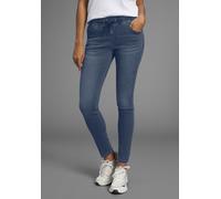 Stretch-Jeans ARIZONA, Damen, Gr. 44, N-Gr, blau (dar blau use), Jersey, Obermaterial: 59% Baumwolle, 40% Polyester, 1% Elasthan, Basic, bequem knöchellang, Jeans, weites Bein, normale Leibhöhe, knöch