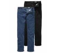 Stretch-Jeans ARIZONA "John", Herren, Gr. 48, N + U Gr, schwarz (schwarz, blau s), Obermaterial: 98% Baumwolle, 2% Elasthan, Basic, normal lang, Jeans, gerade Beinform, niedrige Leibhöhe, mit Five-Poc