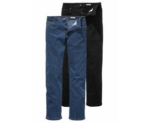 Stretch-Jeans ARIZONA "John", Herren, Gr. 56, N + U Gr, schwarz (schwarz, blau s), Obermaterial: 98% Baumwolle, 2% Elasthan, Basic, normal lang, Jeans, gerade Beinform, niedrige Leibhöhe, mit Five-Poc