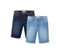 Jeansbermudas BONPRIX, Herren, Gr. 62, N-Gr, mittelblau denim, dunkelblau denim, Denim/Jeans, Obermaterial: 98% Baumwolle, 2% Elasthan, regular fit kniefrei, Jeans, mit Elasthan-Anteil, im Straight Fi