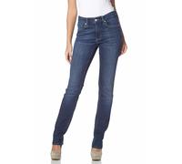 Stretch-Jeans MAC "Melanie", Damen, Gr. 34, Länge 34, blau (new basic wash), Denim/Jeans, Obermaterial: 98% Baumwolle, 2% Elasthan, Abriebeffekte, figurbetont lang, Jeans, Gerade geschnitten, Topselle