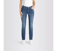 Stretch-Jeans MAC "Melanie", Damen, Gr. 40, Länge 28, blau (simple wash), Denim/Jeans, Obermaterial: 92% Baumwolle, 6% Polyester, 2% Elasthan, figurbetont lang, Jeans, Gerade geschnitten, Topseller (4