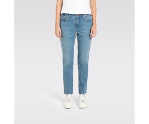 Stretch-Jeans MAC "Melanie", Damen, Gr. 42, Länge 32, blau (summer light blau basic), Denim/Jeans, Obermaterial: 97% Baumwolle, 3% Elasthan, figurbetont lang, Jeans, Gerade geschnitten, Topseller (279