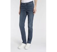 Stretch-Jeans MAC "Melanie", Damen, Gr. 44, Länge 34, ashblau authentic, Denim/Jeans, Obermaterial: 70% Baumwolle, 17% Polyester, 11% Lyocell, 2% Elasthan, figurbetont lang, Jeans Stretch-Jeans, Gerad