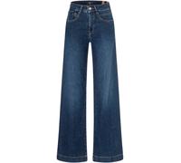 Stretch-Jeans MAC "RICH PALAZZO", Damen, Gr. 42, Länge 30, night blau netwash, Denim/Jeans, Obermaterial: 89% Baumwolle, 8% Polyester, 3% Elasthan, weit lang, Jeans, Naht-Details an den Gesäßtaschen (