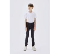 Stretch-Jeans NAME IT "NKMPETE DNMTONSONS", Jungen, Gr. 140, N-Gr, schwarz (schwarz, denim), Denim/Jeans, Obermaterial: 74% Baumwolle, 24% Polyester, 1% Elasthan, 1% Viskose, Abriebeffekte, skinny fit