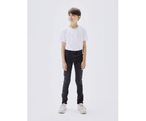 Stretch-Jeans NAME IT "NKMPETE DNMTONSONS", Jungen, Gr. 164, N-Gr, schwarz (schwarz, denim), Denim/Jeans, Obermaterial: 74% Baumwolle, 24% Polyester, 1% Elasthan, 1% Viskose, Abriebeffekte, skinny fit