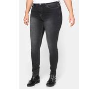 Stretch-Jeans SHEEGO, Damen, Gr. 100, Langgrößen, schwarz (schwarz denim), 67% Baumwolle, 27% Polyester, 4% Viskose, 2% Elasthan, unifarben, lang, Jeans (56494105-100) schwarz denim