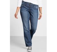 Stretch-Jeans SHEEGO, Damen, Gr. 104, Langgrößen, blau (blau denim), 98% Baumwolle, 2% Elasthan, unifarben, lang, Jeans (39638151-104) blau denim