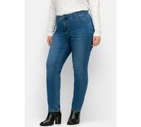Stretch-Jeans SHEEGO, Damen, Gr. 104, Langgrößen, blau (blau denim), 99% Baumwolle, 1% Elasthan, unifarben, lang, Jeans (56579514-104) blau denim