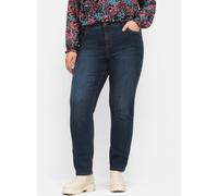 Stretch-Jeans SHEEGO, Damen, Gr. 104, Langgrößen, blau (dunkelblau denim), 99% Baumwolle, 1% Elasthan, unifarben, lang, Jeans (42739316-104) dunkelblau denim