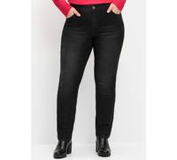Stretch-Jeans SHEEGO, Damen, Gr. 104, Langgrößen, schwarz (schwarz denim), 99% Baumwolle, 1% Elasthan, unifarben, lang, Jeans (38230616-104) schwarz denim