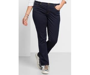 Stretch-Jeans SHEEGO, Damen, Gr. 26, Kurzgrößen, blau (blau schwarz denim), 71% Baumwolle, 27% Polyester, 2% Elasthan, unifarben, lang, Jeans (11563034-26) blau schwarz denim