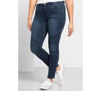 Stretch-Jeans SHEEGO, Damen, Gr. 44, Normalgrößen, blau (dunkelblau denim), 37% Viskose, 34% Baumwolle, 27% Polyester, 2% Elasthan, unifarben, lang, Jeans (59613231-44) dunkelblau denim