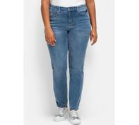 Stretch-Jeans SHEEGO, Damen, Gr. 50, Normalgrößen, blau (blau denim), 96% Baumwolle, 4% Elasthan, unifarben, lang, Jeans (28076363-50) blau denim