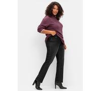 Stretch-Jeans SHEEGO "Große Größen", Damen, Gr. 50, Normalgrößen, schwarz (schwarz denim), Obermaterial: 75% Baumwolle, 23% Polyester (REPREVE), 2% Elasthan, unifarben, casual, regular fit lang, Jeans
