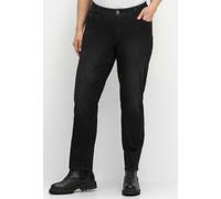 Stretch-Jeans SHEEGO "Große Größen", Damen, Gr. 92, Langgrößen, schwarz (schwarz denim), Obermaterial: 99% Baumwolle, 1% Elasthan, unifarben, casual, relaxed fit lang, Jeans, im komfortablen Curvy-Sch