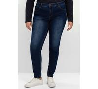 Bequeme Jeans SHEEGO, Damen, Gr. 96, Langgrößen, blau (dunkelblau denim), 74% Baumwolle, 22% Polyester, 3% Viskose, 1% Elasthan, unifarben, lang, Jeans (28695867-96) dunkelblau denim