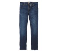 Stretch-Jeans WRANGLER "Greensboro", Herren, Gr. 36, Länge 34, blau (for real), Denim/Jeans, Obermaterial: 85% Baumwolle, 14% Polyester, 1% Elasthan, straight fit lang, Jeans, Regular Straight fit (51