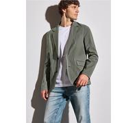 Sakko STREET ONE MEN, Herren, Gr. L42, grün (natural grün), Web, Obermaterial: 54% Baumwolle, 43% Nylon, 3% Elasthan; Futter: 100% Polyester, unifarben, Casual, gerade normal, V-Ausschnitt, Bündchen, 