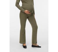 Stretch-Umstandshose MAMALICIOUS "MLFELIZIA FLARED JRS PANTS HW NOOS", Damen, Gr. XS (34), N-Gr, grape leaf detail:melange, Web, Obermaterial: 95% Polyester, 5% Elasthan, meliert, ausgestellt, Hosen S