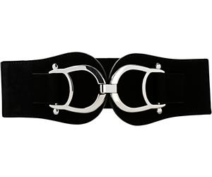 Stretchgürtel BONPRIX, Damen, Gr. 85, schwarz, Materialmix, unifarben, Gürtel, Mix aus Lederimitat und Stretchmaterial, auffallende Schnalle (22640501-85) schwarz