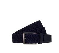 Stretchgürtel MUSTANG "Nolan", Herren, Gr. 100, blau (navy), Materialmix, unifarben, Gürtel, mit elastischer Kunstfaser und Lederanteil, 3,5 cm breit, unifarben (45736214-100) navy