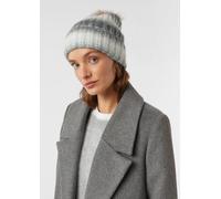 Strick-Beanie mit Glitzergarn und Fake Fur-Bommel creme|grau ONESIZE