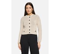 Strickjacke BETTY BARCLAY "Damen mit aufgesetzten Taschen", Damen, Gr. 42, grau beige, Strick, Obermaterial: 65% Polyacryl, 35% Polyamid, Basic, gerade normal, Rundhals, Strickjacken Strickjacke (5073