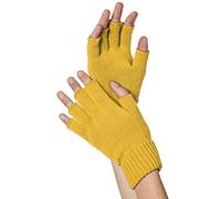 Strick-Handschuhe, fingerlos, Gelb