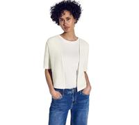 Cardigan STREET ONE, Damen, Gr. 44, weiß (sanftes weiß), Stoff, 76% Polyester, 19% Viskose, 5% Elasthan, unifarben, casual, gerade normal, ohne Ausschnitt, Kurzarm Bündchen, Strickjacken, in Unifarbe